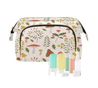 Trousse de toilette de voyage vintage botanique herbes sauvages pour femmes, hommes et filles, fleurs, branches, feuilles, champignons, étanche, trousse de rangement pour les essentiels de voyage,