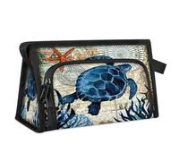 Trousse de toilette de voyage vintage en forme de tortue de mer pour femmes, hommes, filles, garçons, vieille tortue multifonctionnelle, trousse de maquillage, trousse de toilette, organisateur de