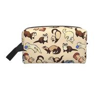 Trousse de toilette de voyage vintage résistante à l'eau pour disques vinyles - Grande capacité de rangement portable pour salle de sport/essentiels quotidiens, Furet poilu., Taille unique