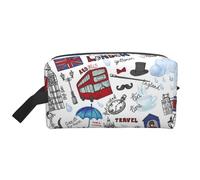 Trousse de toilette de voyage vintage résistante à l'eau pour disques vinyles - Grande capacité de rangement portable pour salle de sport/essentiels quotidiens, london, Taille unique