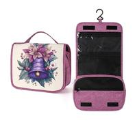 Trousse de toilette de voyage violette avec cloche de Noël et feuilles de houx pour femme, organiseur de maquillage à suspendre avec crochet pour shampooing