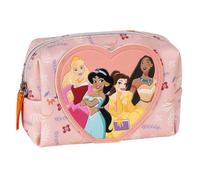Trousse de Toilette Disney Princess - Pochette Beauté Fille avec Fermeture Zippée - Motif Cœur - Compacte & Légère