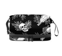 Trousse de toilette double couche avec compartiment à brosse pour femme et fille, motif tête de taureau et tête de taureau, multicolore, 27x15x14 cm/10.6x5.9x5.5 in, Trousse de toilette
