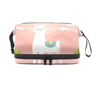 Trousse de toilette double couche en alpaga, lama et cactus derrière la montagne pour femmes et filles, trousse de toilette de voyage, trousse de maquillage, pochette de rangement pratique avec