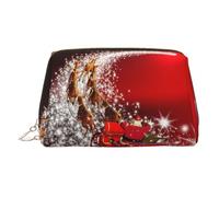 Trousse de toilette élégante en cuir avec impression magique de Noël, trousse de maquillage pour sac à main avec fermeture éclair sur le dessus, doré, Taille unique