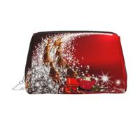 Trousse de toilette élégante en cuir avec impression magique de Noël, trousse de maquillage pour sac à main avec fermeture éclair sur le dessus, Argenté., Taille unique