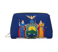 Trousse de toilette élégante en cuir avec imprimé drapeau de l'État de New York, trousse de maquillage pour sac à main avec fermeture éclair sur le dessus, doré, Taille unique