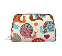 Trousse de toilette élégante en cuir avec imprimé escargot, trousse de maquillage pour sac à main avec fermeture éclair sur le dessus, doré, Taille unique