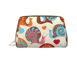 Trousse de toilette élégante en cuir avec imprimé escargot, trousse de maquillage pour sac à main avec fermeture éclair sur le dessus, doré, Taille unique
