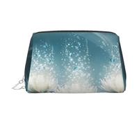Trousse de toilette élégante en cuir avec imprimé fleurs de lotus blanc, Argenté., Taille unique