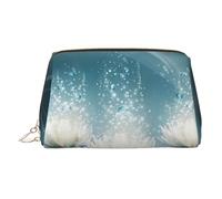 Trousse de toilette élégante en cuir avec imprimé fleurs de lotus blanc, doré, Taille unique