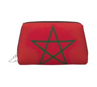 Trousse de toilette élégante en cuir avec motif drapeau du Maroc, Argenté., Taille unique