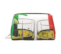Trousse de toilette élégante en cuir avec motif drapeau du Mexique et tequila, doré, Taille unique