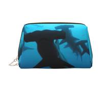 Trousse de toilette élégante en cuir imprimé requins marteaux, trousse de maquillage en cuir pour sac à main avec fermeture éclair sur le dessus, doré, Taille unique