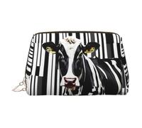 Trousse de toilette élégante en cuir imprimé vache de lait noir et blanc, doré, Taille unique