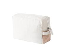 Trousse de toilette en coton certifié Fairtrade du commerce équitable, renforcée avec jute, fermeture éclair et tirette assortie. Trousse de maquillage de voyage., naturel, Trousse de toilette