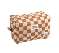 Trousse de toilette en coton imprimé damier - petit chou caramel TU