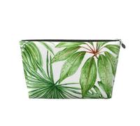 Trousse de toilette en cuir artificiel avec feuilles de bananier tropicales, sac de voyage, trousse de papeterie, sac cadeau de Noël tendance, Argenté., Taille unique