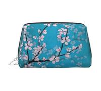 Trousse de toilette en cuir avec fleurs de cerisier japonaises, trousse de maquillage pour femme, Argenté., Taille unique, Trousse de toilette
