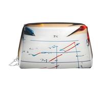 Trousse de toilette en cuir avec formule mathématique, trousse de maquillage pour femme, Argenté., Taille unique, Trousse de toilette