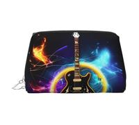 Trousse de toilette en cuir avec guitare électrique magique, pochette de maquillage pour femme, Argenté., Taille unique, Trousse de toilette