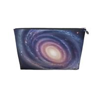 Trousse de toilette en cuir avec impression d'énergie cosmique pour femme et fille - Trousse de maquillage portable en cuir avec fermeture éclair dorée, Argenté., Taille unique, Trousse de toilette