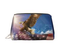 Trousse de toilette en cuir avec motif aigle des États-Unis - Pochette de maquillage pour femme - Idéale pour les voyages, doré, Taille unique, Trousse de toilette