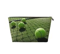 Trousse de toilette en cuir avec motif de patte - Grande capacité - Portable - Convient pour un usage quotidien et en voyage, Balles de tennis sur terrain de tennis, Taille unique