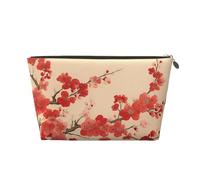 Trousse de toilette en cuir avec palmier hawaïen - Grande capacité - Pour un usage quotidien et en voyage, Fleurs japonaises printanières, Taille unique