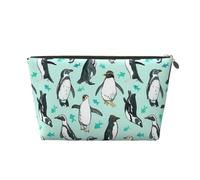Trousse de toilette en cuir avec singe mignon - Grande capacité - Portable - Convient pour un usage quotidien et en voyage, Jolis pingouins, Taille unique