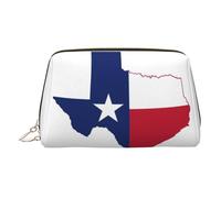 Trousse de toilette en cuir de qualité supérieure avec imprimé carte de l'État du Texas avec pochette portable étanche ouverte et plate, doré, Taille unique