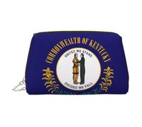 Trousse de toilette en cuir de qualité supérieure avec imprimé drapeau de l'État du Kentucky avec pochette portable étanche ouverte et plate, doré, Taille unique