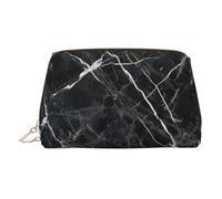 Trousse de toilette en cuir de qualité supérieure avec imprimé marbre noir avec pochette portable étanche et plate, doré, Taille unique