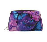 Trousse de toilette en cuir de qualité supérieure avec imprimé papillon et pochette portable étanche ouverte et plate, doré, Taille unique
