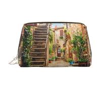 Trousse de toilette en cuir imprimé toscane italien, trousse de maquillage en cuir pour sac à main avec fermeture éclair sur le dessus, doré, Taille unique