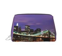 Trousse de toilette en cuir New York Night - Trousse de maquillage pour femme, Argenté., Taille unique, Trousse de toilette