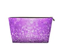 Trousse de toilette en cuir pailleté violet étincelant - Grande capacité - Portable - Convient pour un usage quotidien et en voyage, Paillettes violettes scintillantes., Taille unique
