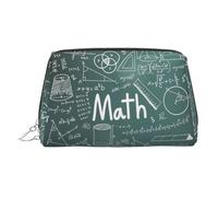 Trousse de toilette en cuir pour leçon de mathématiques, pochette de maquillage pour femme, Argenté., Taille unique, Trousse de toilette