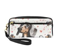 Trousse de toilette en cuir synthétique avec impression artistique Merry Christmas pour les essentiels de voyage, la salle de bain, les cosmétiques, Teckel I Love My Dog, One Size, Organiseur de sac
