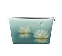 Trousse de toilette en cuir synthétique avec nénuphar - Sac de voyage - Sac de papeterie - Sac cadeau de Noël tendance, Argenté., Taille unique