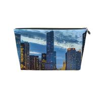 Trousse de toilette en cuir synthétique Chicago Illinois USA, trousse de toilette, sac de papeterie, sac cadeau de Noël tendance, doré, Taille unique