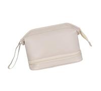 Trousse de toilette en cuir synthétique de grande capacité pour femme et fille - Double couche - Rangement de maquillage portable, blanc, Beauté de masse