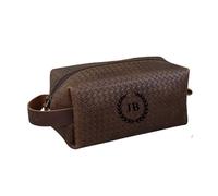 Trousse de Toilette en Cuir véritable Fait à la Main Kit Double pour Homme Trousse de Toilette Cadeau pour Lui - Tobacco, Marron-2.