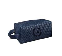 Trousse de Toilette en Cuir véritable Fait à la Main Kit Double pour Homme Trousse de Toilette Cadeau pour Lui - Tobacco, Bleu-2