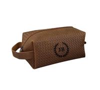 Trousse de Toilette en Cuir véritable Fait à la Main Kit Double pour Homme Trousse de Toilette Cadeau pour Lui - Tobacco, Tobacco-2