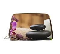 Trousse de toilette en cuir Zen Stone Cosmetic Bag Travel Bag, blanc, Taille unique