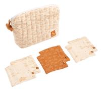 Trousse de toilette en double gaze de coton et carrés éponge - orsino beige TU