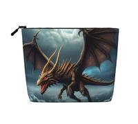 Trousse de toilette en forme de chat d'art moderne du milieu du siècle pour femme, trousse de maquillage de voyage portable, organiseur quotidien avec fermeture éclair, Dragon volant., Taille unique