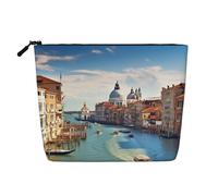 Trousse de toilette en forme de chat d'art moderne du milieu du siècle pour femme, trousse de maquillage de voyage portable, organiseur quotidien avec fermeture éclair, Grand Canal en Italie, Taille