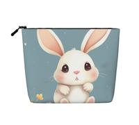 Trousse de toilette en forme de chat d'art moderne du milieu du siècle pour femme, trousse de maquillage de voyage portable, organiseur quotidien avec fermeture éclair, Lapin mignon de dessin animé,